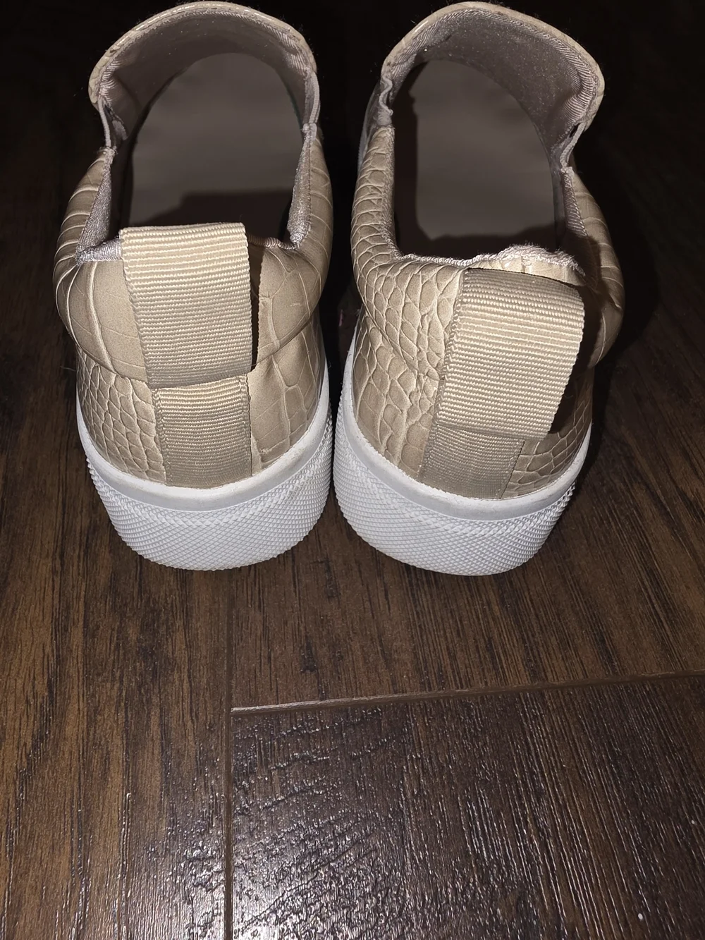 Lulu's Croc-Embossed Slip-On Platform Sneakers in Beige